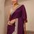 purple embellished saree with unstitched blouse piece
