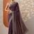 purple embellished organza saree with unstitched blouse piece
