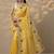yellow embroidered organza saree with unstitched blouse piece