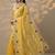 yellow embroidered organza saree with unstitched blouse piece