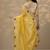 yellow embroidered organza saree with unstitched blouse piece