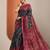 teal printed saree with unstitched blouse piece