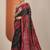 black printed saree with unstitched blouse piece