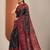 black printed saree with unstitched blouse piece