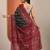 black printed saree with unstitched blouse piece