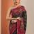 black printed saree with unstitched blouse piece