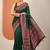 green printed saree with unstitched blouse piece