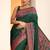 green printed saree with unstitched blouse piece