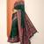 green printed saree with unstitched blouse piece
