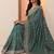 teal embellished saree with unstitched blouse piece