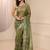 olive embellished saree with unstitched blouse piece