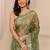 olive embellished saree with unstitched blouse piece