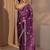 purple embellished satin saree