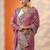 purple embroidered chinon saree with unstitched blouse piece