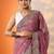 purple embroidered chinon saree with unstitched blouse piece