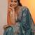 blue embroidered chinon saree with unstitched blouse piece