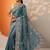 blue embroidered chinon saree with unstitched blouse piece
