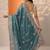 blue embroidered chinon saree with unstitched blouse piece