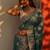teal embroidered saree with unstitched blouse piece