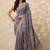 purple embroidered saree with unstitched blouse piece