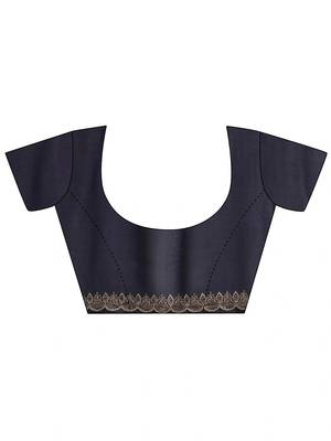 navy blue floral embroidered georgette saree 4