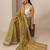 olive woven design tissue saree with unstitched blouse piece