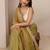 olive woven design tissue saree with unstitched blouse piece