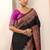 black printed saree with unstitched blouse piece