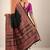 black printed saree with unstitched blouse piece