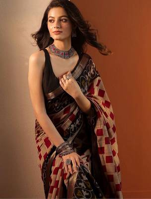 multi printed saree with unstitched blouse piece 1