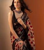 multi printed saree with unstitched blouse piece
