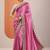 pink embellished crepe saree with unstitched blouse piece