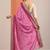 pink embellished crepe saree with unstitched blouse piece