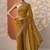 yellow embellished organza saree with unstitched blouse piece