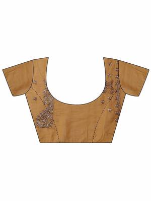 yellow embellished organza saree with unstitched blouse piece 2