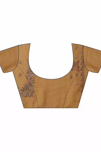 yellow embellished organza saree with unstitched blouse piece