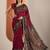 maroon solid saree with unstitched blouse piece