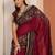 maroon solid saree with unstitched blouse piece