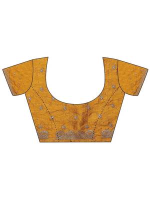 yellow embellished saree with unstitched blouse piece 4