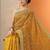 yellow embellished saree with unstitched blouse piece