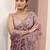 lavender embroidered nylon saree with unstitched blouse piece