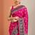 pink printed saree with unstitched blouse piece