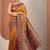 mustard printed saree with unstitched blouse piece