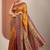 mustard printed saree with unstitched blouse piece
