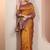 mustard printed saree with unstitched blouse piece