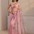 pink floral beads and stones organza heavy work saree