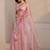 pink floral beads and stones organza heavy work saree