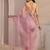 pink floral beads and stones organza heavy work saree