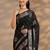 black woven design saree with unstitched blouse piece