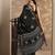 black woven design saree with unstitched blouse piece
